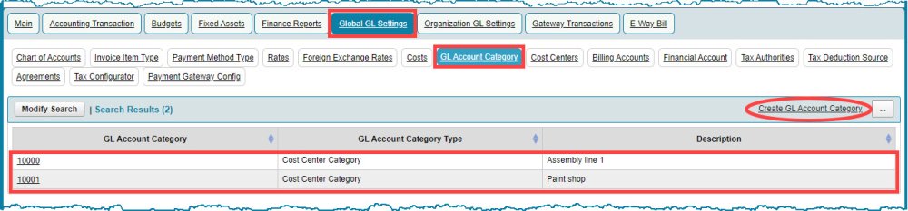 gl account and account assignment category