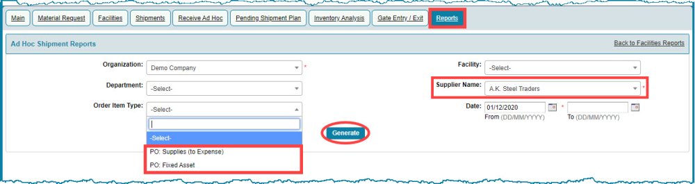 Ad-hoc Receipts Report - Crest ERP User Manual - 1.0