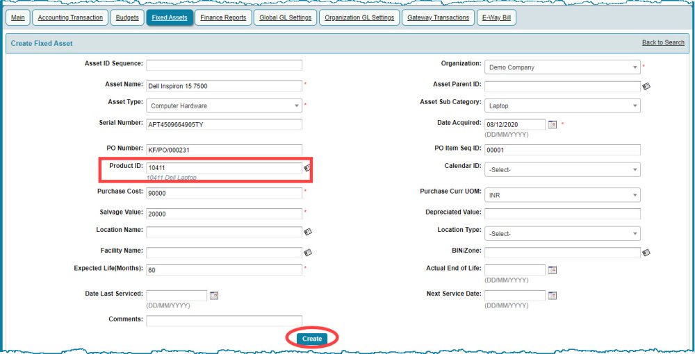 Adding The Item To Fixed Assets Register - Crest ERP User Manual - 1.0