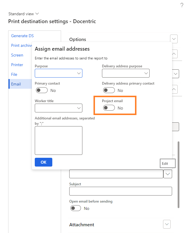 Enable use of “Project/Matter email” when Docentric emails are used in ...