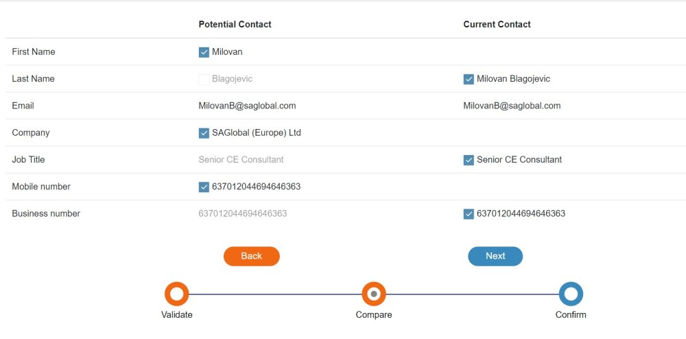 Contact app - screen 2