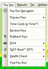 Pay Day Menu - e-PayDay® Legacy Payroll Software Manual - 1