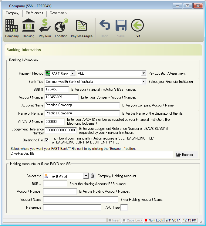 Practice Company - Banking Information Practice Company - Banking Information