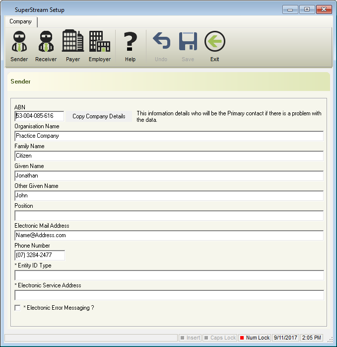 Practice Company - Government SuperStream Setup Practice Company - Government SuperStream Setup