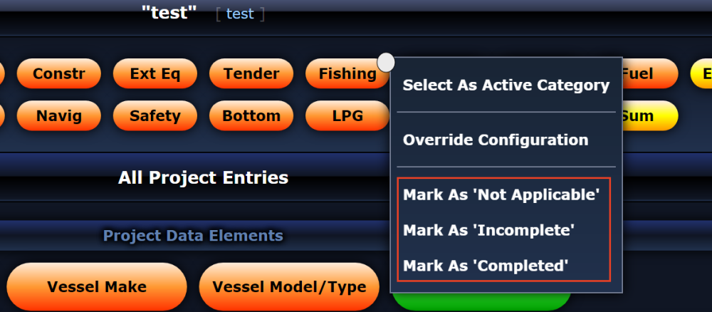 Mark entire category as ‘Complete’ or ‘Not Applicable’ - User Manual ...