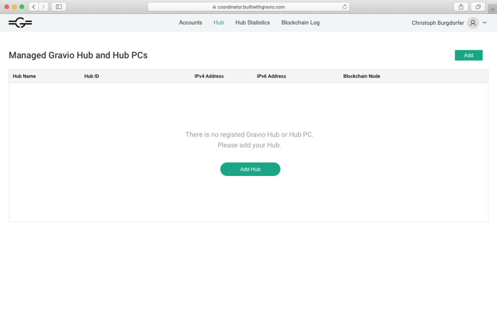 Registering your Gravio Hub with the Coordinator Gravio Coordinator 1