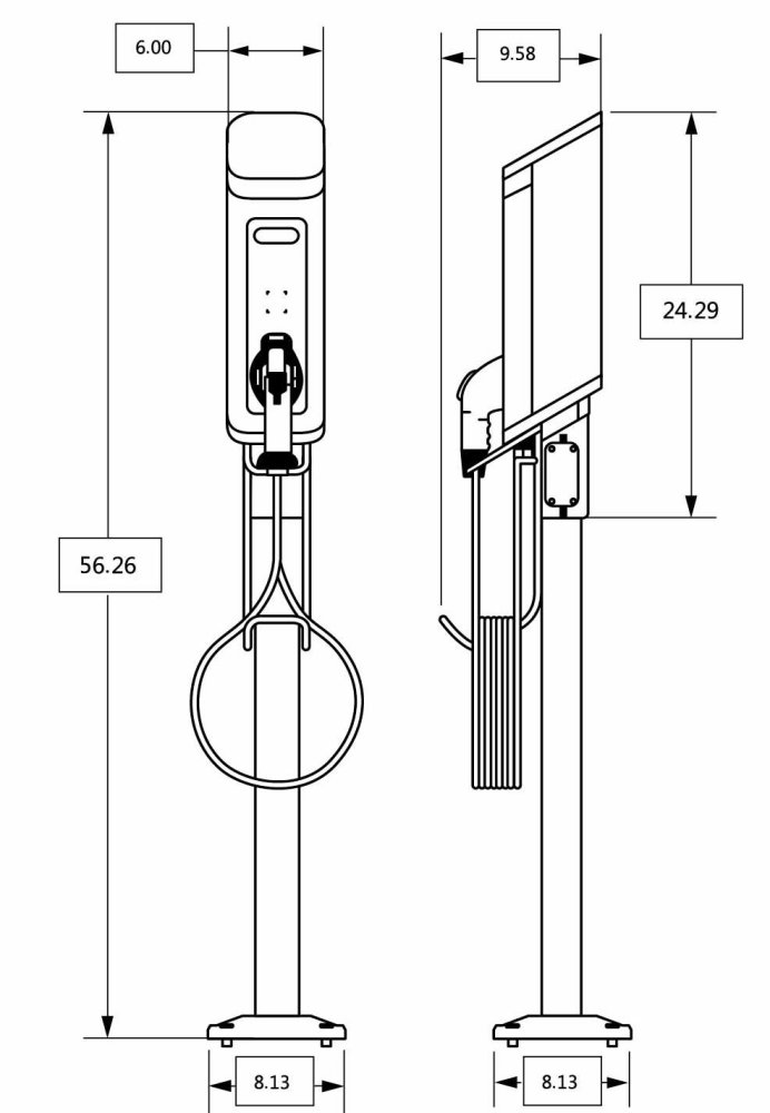 Dimensions Series 5 and 6 EV Charging Station 1