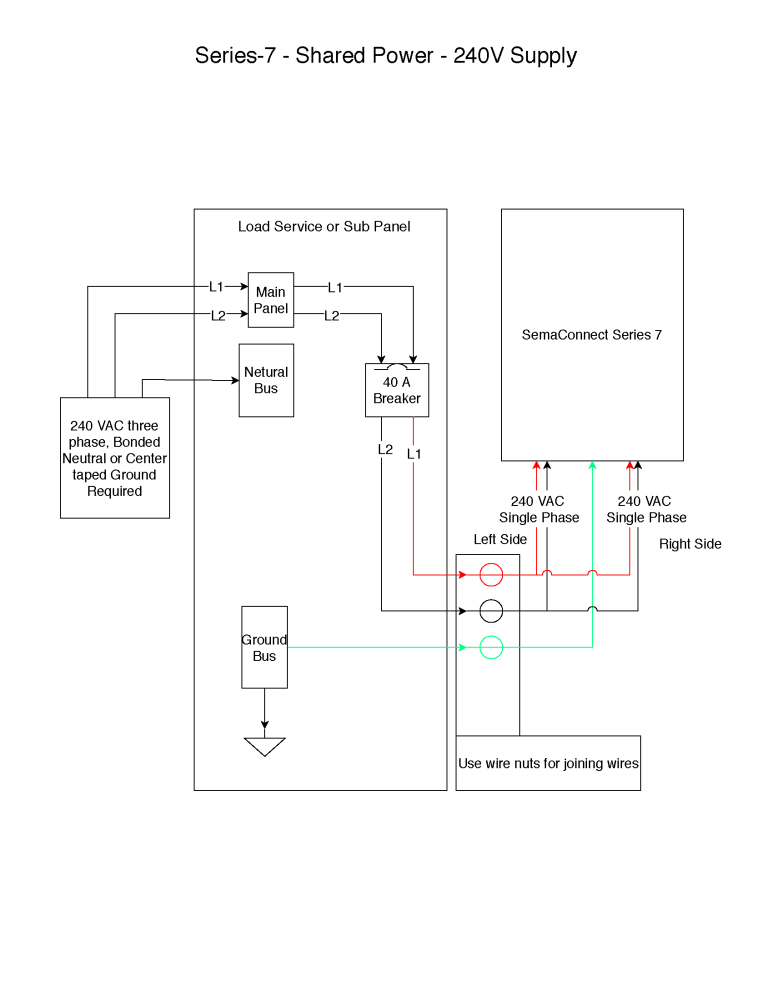 Wiring to Shared Power - Series 7 / 7 Plus EV Charging Station - 1