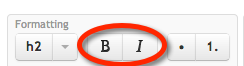 Bold and Italic buttons on toolbar