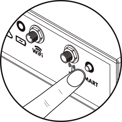 Dibujo pulsación del boton smart. Dibujo indicativo de la acción de pulsar el botón Smart del GSR.