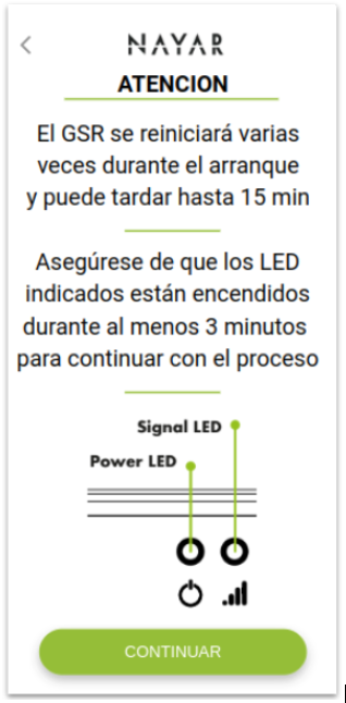Pantalla Commissioning Web App Atencion, pantalla informativa comportamiento led y proceso Pantalla Commissioning Web App Atencion, pantalla informativa comportamiento led y proceso