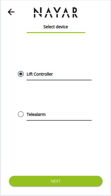 Pantalla Commissioning Web App seleccionar dispositivo a comisionar Pantalla Commissioning Web App seleccionar dispositivo a comisionar