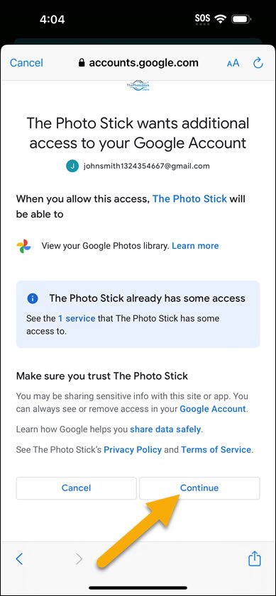 Allow Access to Google Account Allow Access to Google Account
