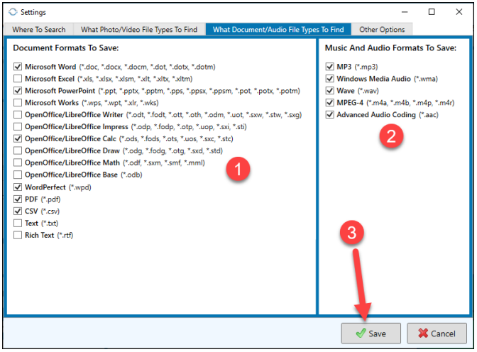 Document and Audio File Types To Find