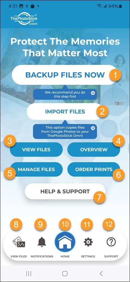 Getting to Know ThePhotoStick® Omni App Interface