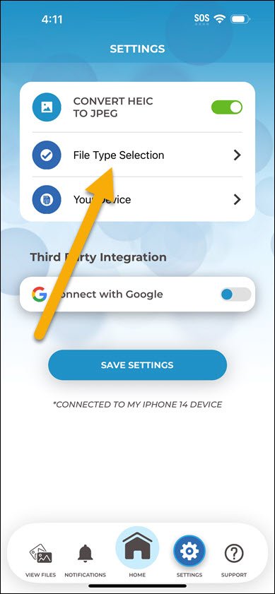 iOS File Type Selection