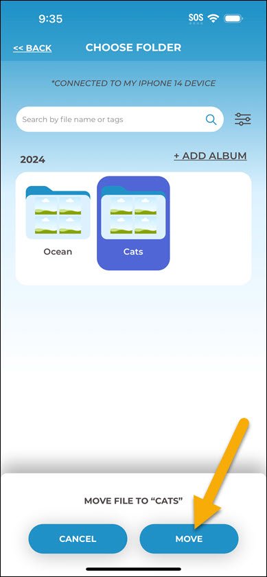 iPhone Album Move button iPhone Album Move button