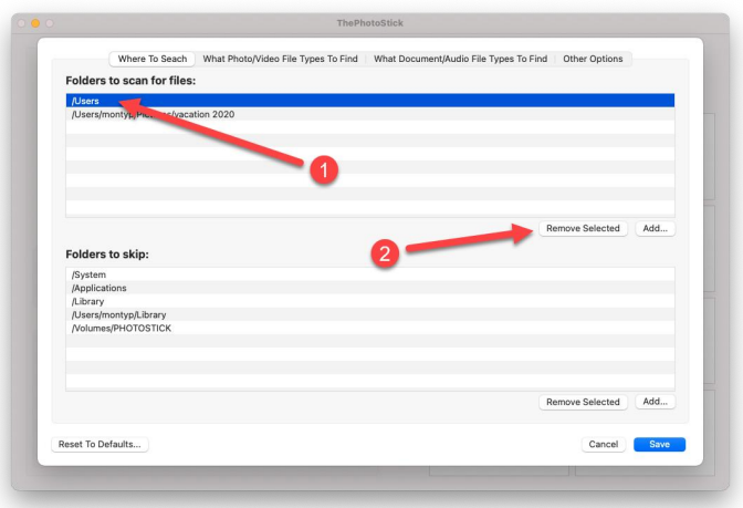 Removing a Folder Path to Scan