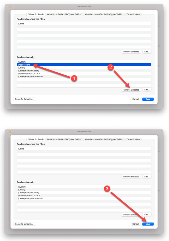 Removing a Folder Path to Skip