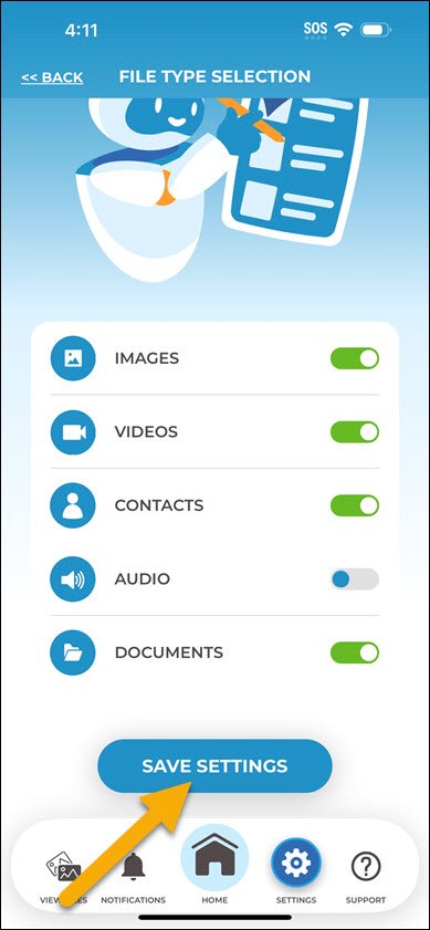Save Settings File Types