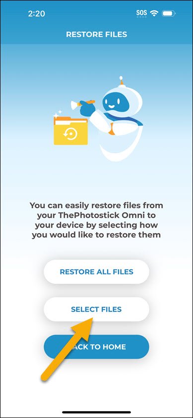Select Files to Restore iOS Select Files to Restore iOS