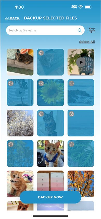 Select Photos to Backup Select Photos to Backup