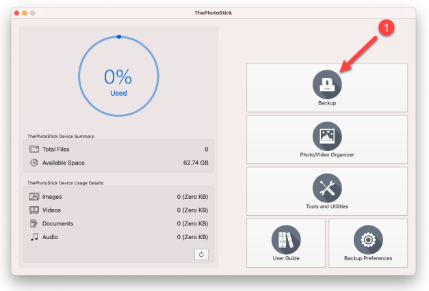 Starting a Backup on Mac