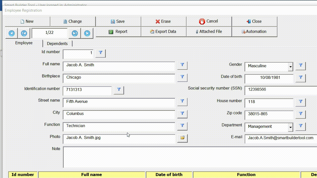 Example of hiding fields