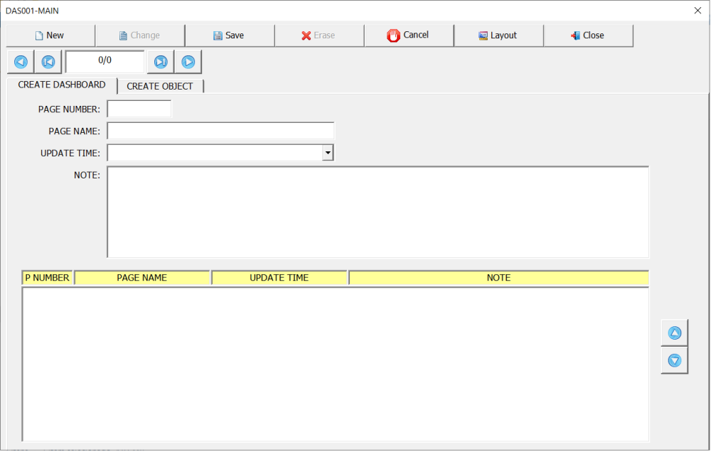 Screen for creating dashboards