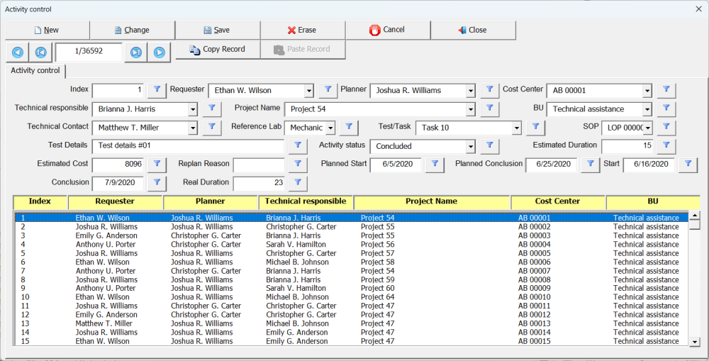Data entry form built by Smart UI Add-in