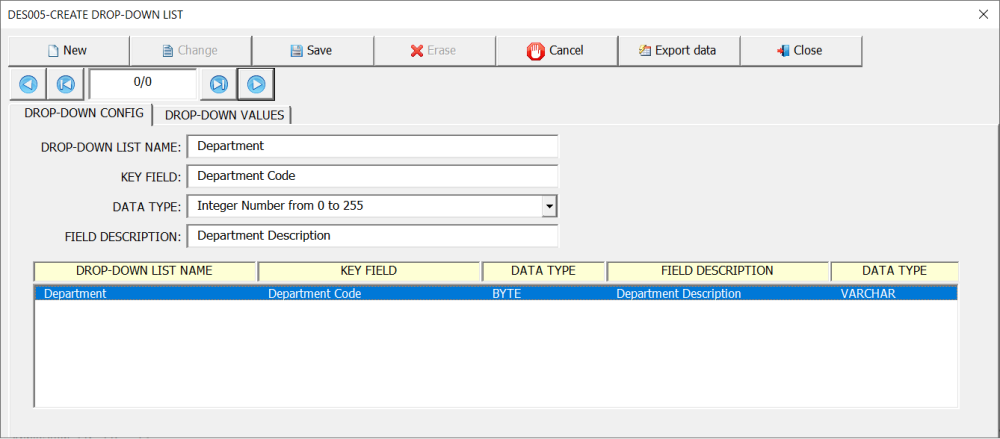 Example of filling in the fields