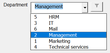Example of a drop-down list