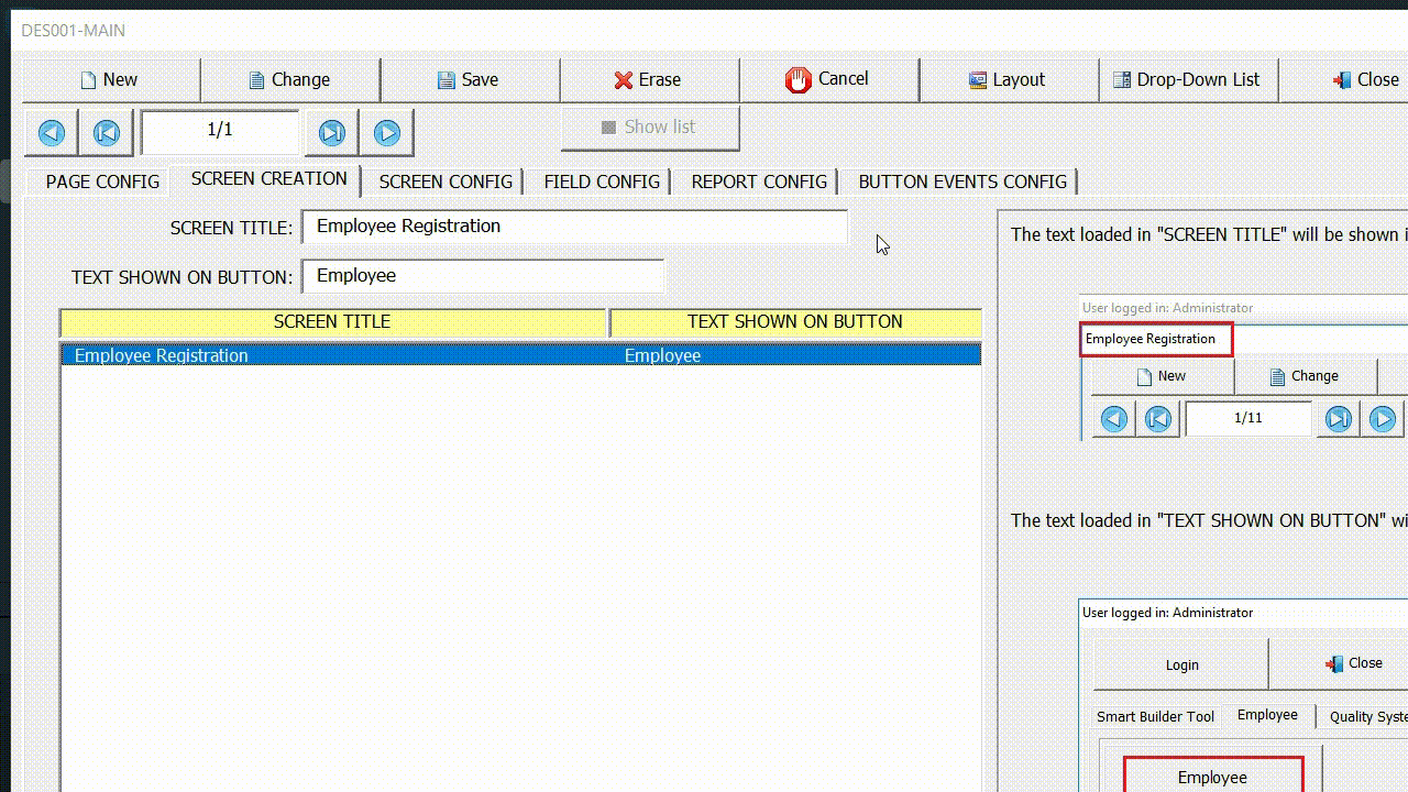 Adjusting the size and position of the button