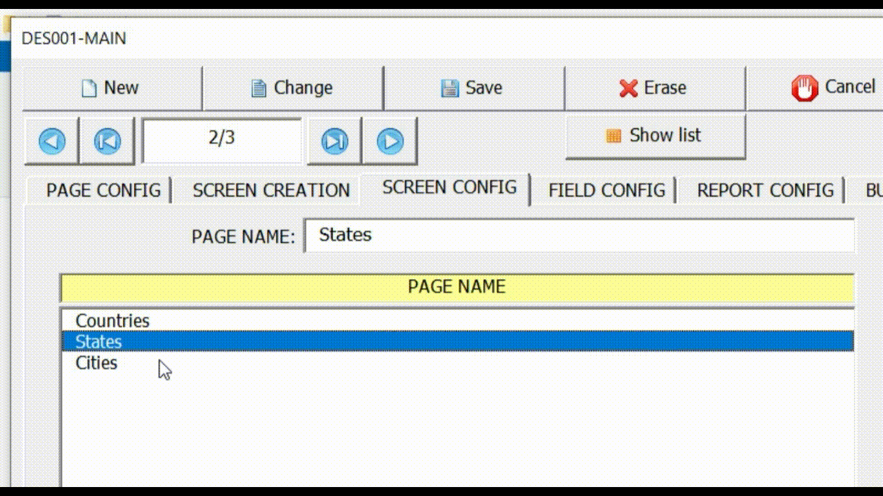 Example of creating a relationship between tabs