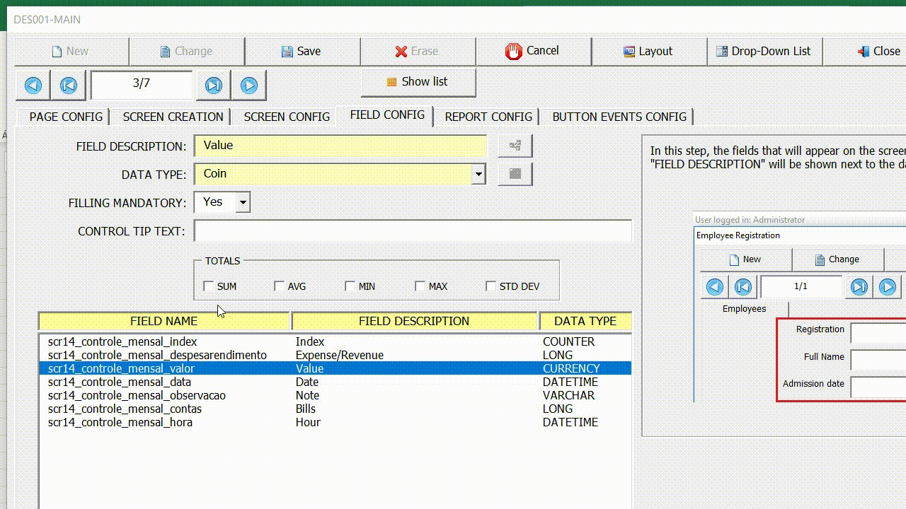 Example of creating totals