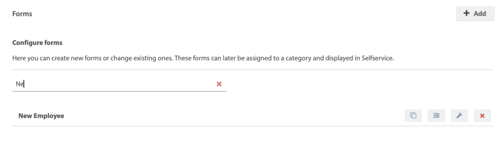 start typing to search for an exisiting form