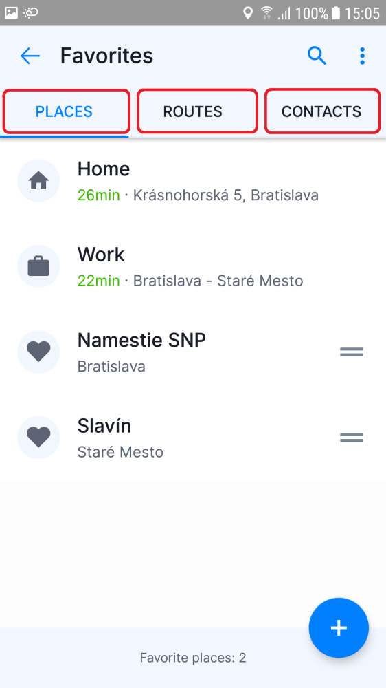 Navigating to places / favorite routes / contacts - New Sygic GPS ...