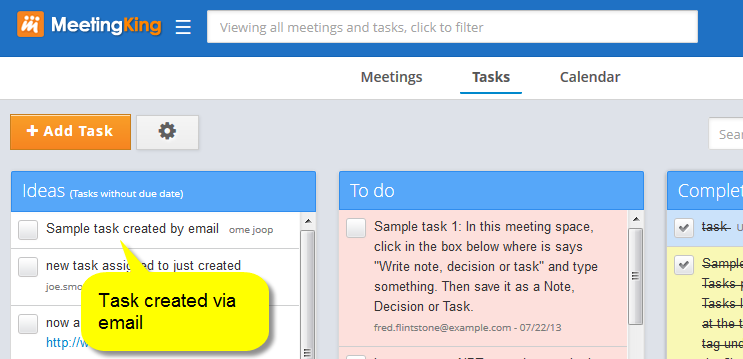 task created via email in ideas column