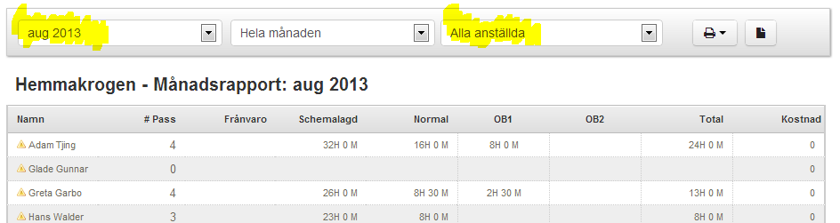 Månadsrapport för enskild anställd - Staff Planner - 1