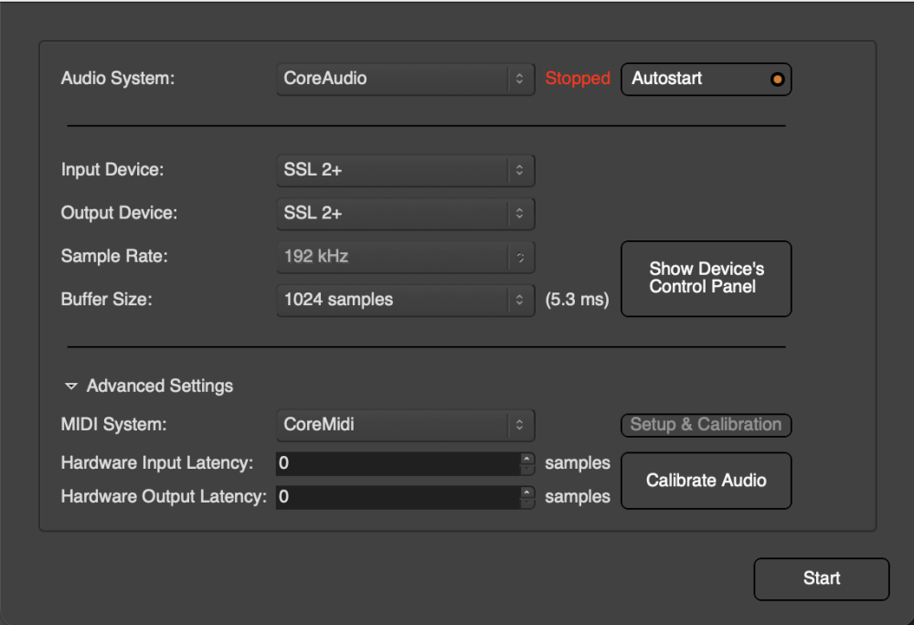 Audio Midi Setup Dialog - LiveTrax - 1