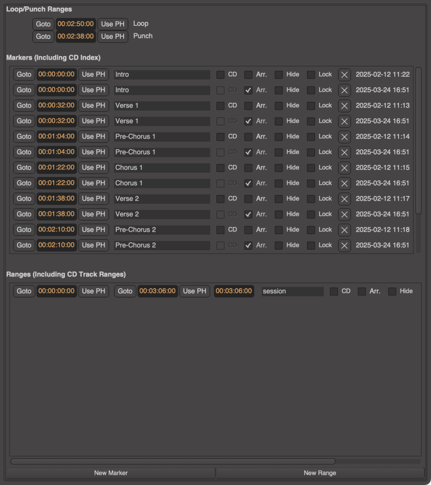 Ranges and Marks Tab - Mixbus - 11