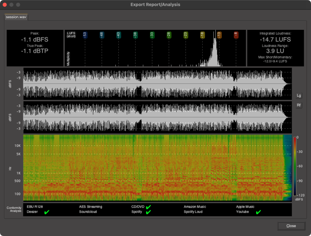 Export Analysis File Exporting Files - Mixbus - 11