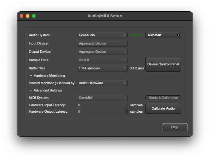 Audio Midi Setup Dialog - Mixbus - 10