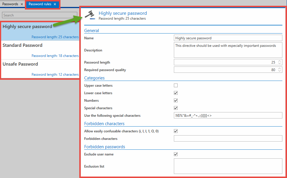 Password rules Password Safe V8 Manual 8.13.12