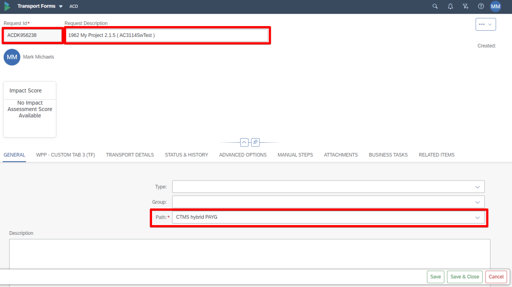 Figure AC1211-3b: CTMS Transport Form
