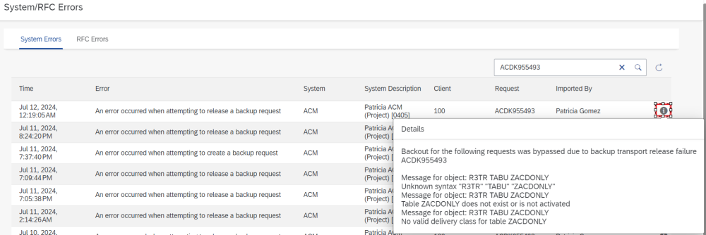 Figure AC2088-4b: System Error Message Details
