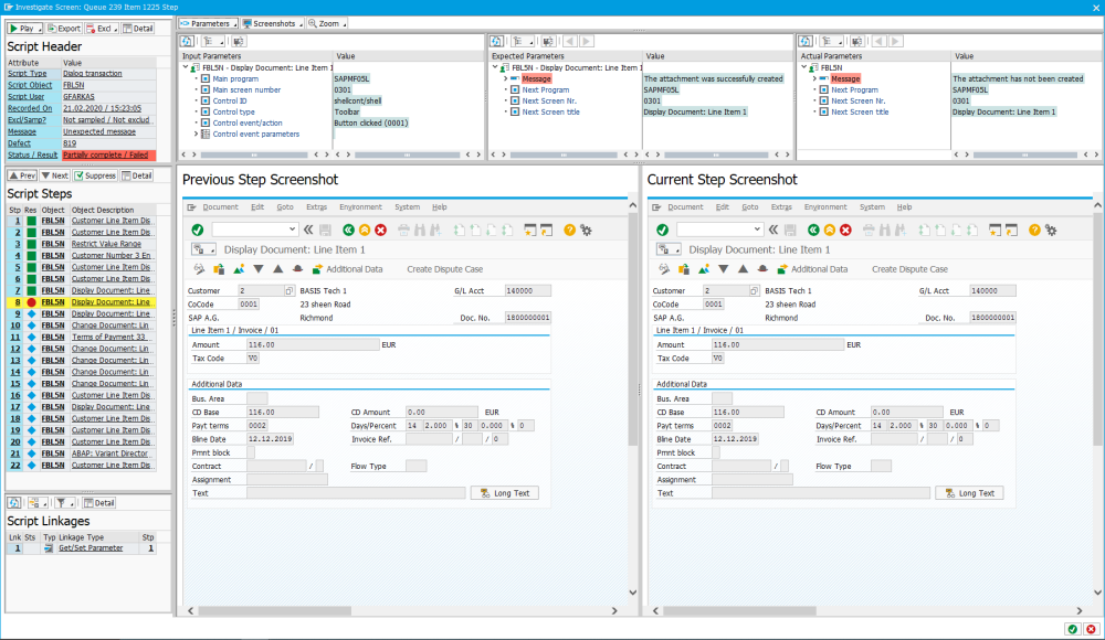 Sample Investigate Screen