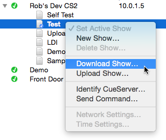 Using the Download Show contextual menu item.