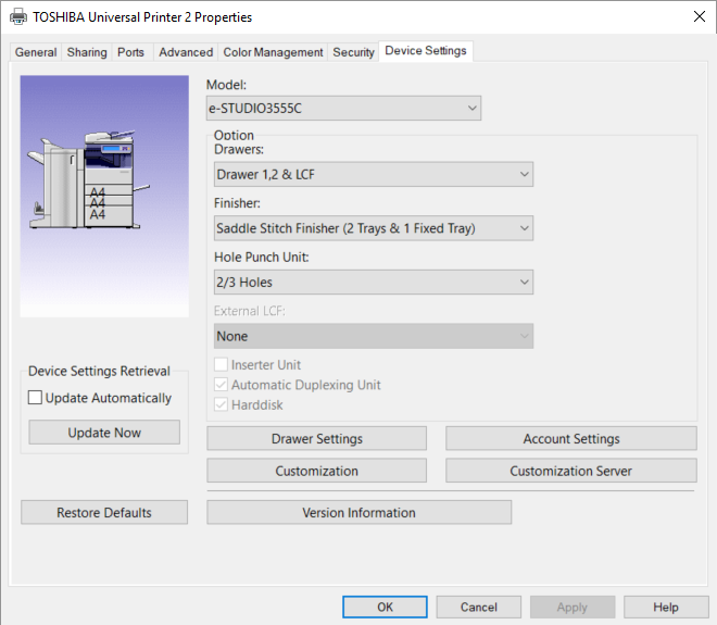 toshiba universal printer 2 offline