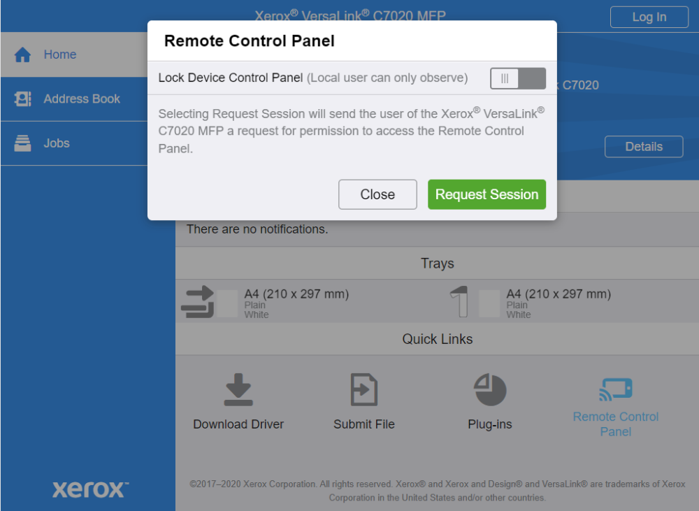 How to remotely access control panel on Xerox printers Printix Administrator Manual 1